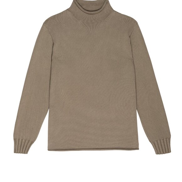 DONNI. The Cotton Cashmere Roll Neck Sweater Size SMushroom / S - Picture 2 of 3